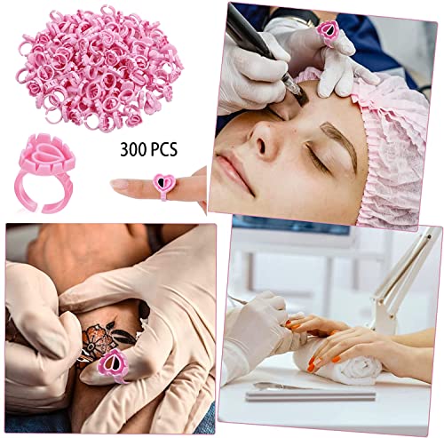 Lovely Heart Shape Glue Rings for Eyelash Extensions Pink Plastic 300 Pcs - Image 7