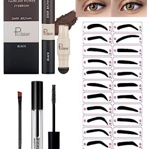 Eyebrow Stamp Stencil Kit 2 Colors One Step Brow Makeup Set, Waterproof and Long Lasting