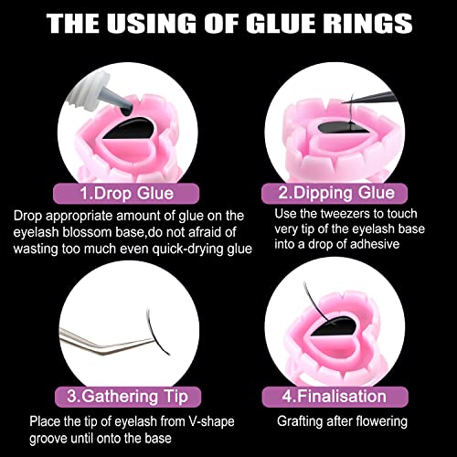 Glue Rings for Eyelash Extensions Disposable Lash Glue Holder 300PCS (Pink) - Image 3