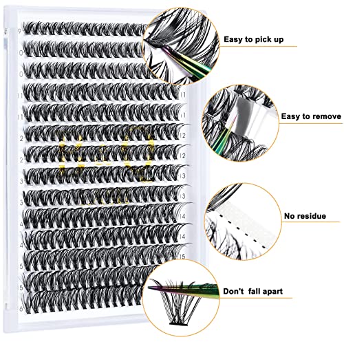 Lash Clusters 280 Pcs 40D-0.07D-9-15MIX B&Q LASH Individual Lashes C D Curl Eyelash Clusters Soft Volume - Image 10