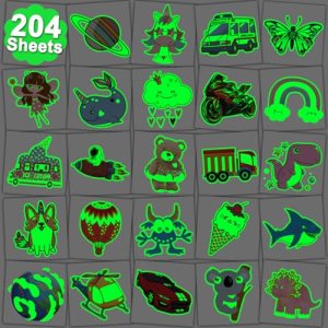 Individually Wrapped Luminous Temporary Tattoos for Kids - Glow in The Dark Fun Tattoos for Boys Girls Birthday Party Favors CHARLENT 204 PCS