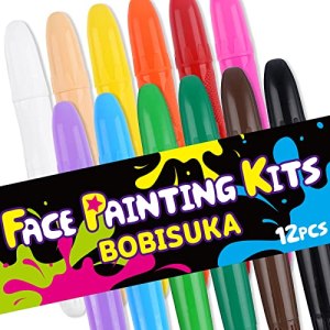 BOBISUKA 12 Color Face Body Paint Sticks Kit Non-Toxic Washable