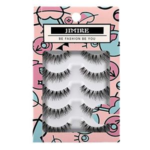 JIMIRE Natural Wispy False Eyelashes 5 Pairs Multipack Soft Lightweight