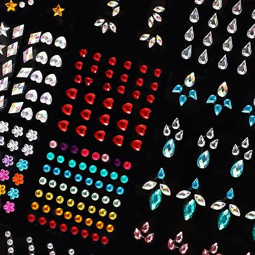 9 Sheets Festival Face Gems Stickers, Self-Adhesive Rhinestone Stickers for Face Eye Body Nail DIY Decoration - Image 2