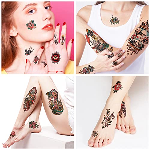 Classic Full Arm Temporary Tattoos Old School Stickers 55 Sheets - Image 4