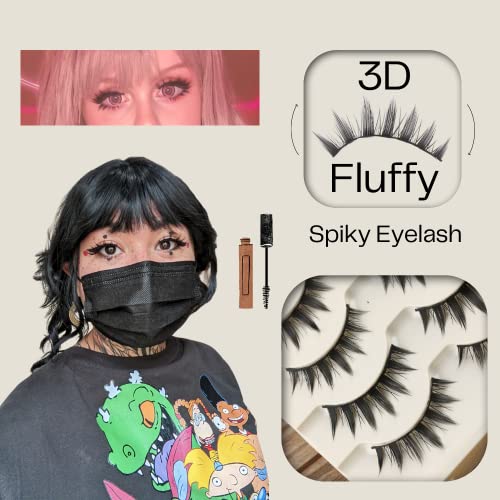 Japanese Style 3D Fluffy Spiky Eyelashes Black 5 Pairs Cosplay Anime Eyelashes - Image 3