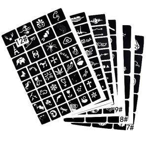 6 Sheet Airbrush Temporary Tattoo Stencils & Templates for Men/Women Body Art (Mixed 136pcs)
