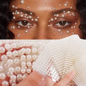 Pearl Face Eye Stick On, 4 Sheets Face Jewels Gems Rhinestones - DIY Craft Embellishments