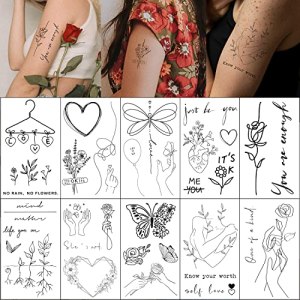 Esland Realistic Temporary Tattoos Mental Health Self Love Tattoo Stickers for Women