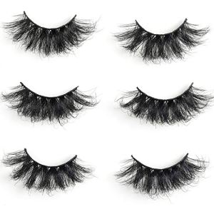 25mm Mink Lashes 3D False Eyelashes Dramatic Long Thick Cross Lashes 100% Siberian Mink Fur
