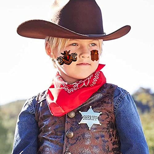 CHARLENT Cowboy Temporary Tattoos for Kids - 100 PCS Western Cowboy Tattoos for Boys Birthday Party Favors - Image 2