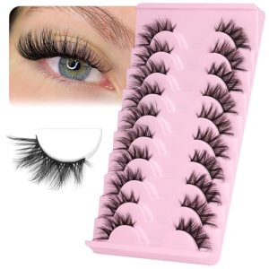 Half Lashes Natural Look False Eyelashes Wispy Angel Wing Fake Eyelashes Cat Fox Eye Lashes Mink 3/4 Corner Lashes Pack 7 Pairs ALICROWN