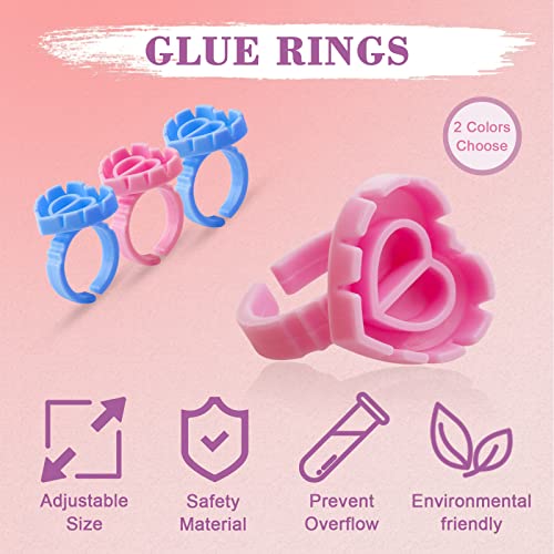 500Pcs Glue Rings for Eyelash Extensions, CINRA Pink Disposable Lovely Heart Shape - Image 3