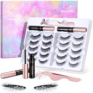 DEJAVIA Magnetic Lashes [10 Pairs], Premium Natural Looking Magnetic Eyelashes with Eyeliner Kit