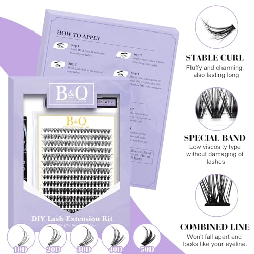 Lash Clusters 280 Pcs 40D-0.07D-9-15MIX B&Q LASH Individual Lashes C D Curl Eyelash Clusters Soft Volume - Image 13