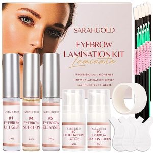 Brow Lamination Kit, Eyebrow Lamination Kit, At Home Diy Kit, Long Lasting Eyebrow Kit, Professional Salon Results, Brow Brush And Micro Brushes Included, Lasting 6-8 Weeks Sarah Gold 1 count (Pack of 1)
