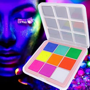 Mysense UV Face Paint Palette 9 Colors Neon Eyeliner, Highly Pigmented Vibrant Fluorescent