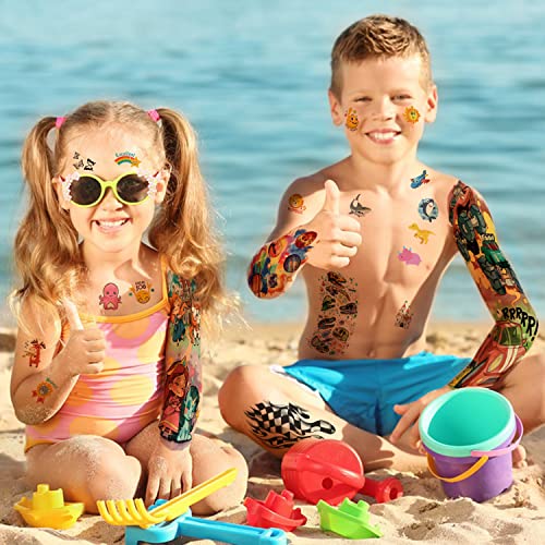 Kids Temporary Tattoo Sheets Dinosaur Monster Car Shark Planet Spider Princess Castle Unicorn Butterfly - Image 2