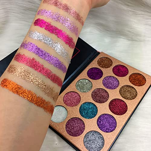 15-Color Glitter Eyeshadow Palette, Shimmer Pigment Makeup - Long-Lasting - Image 2