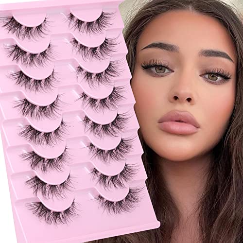 Half Lashes Natural Looking Cat Eye Lashes Accent Eyelashes Multi-layers Wispy Fluffy 3D Curly False Lashes Pack by Mavphnee 8 count (Pack of 1) - Image 3