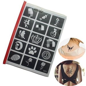 Glitter Airbrush Tattoo Stencil Book for Women Kids Cute Flower Temporary Drawing Templates 446 Sheets