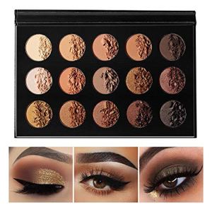 Nude Gold Eyeshadow Palette Natural Naked Smokey Warm Neutral 15 Shades, DE'LANCI Ultra-Blendable High Pigmented Matte Shimmer Matallic Long Lasting Waterproof Eye Shadow Pallet
