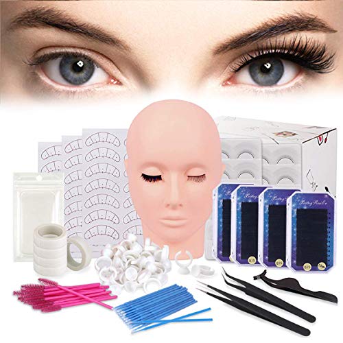 False Eyelashes Extension Practice Exercise Set, TopDirect Flat Mannequin Eyelash Grafting Training Tool Kit for Makeup Training, 18 Piece Set