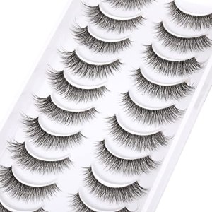 Kiromiro Clear Band Lashes Wispy False Eyelashes Natural Look Fluffy 10mm Short Faux Mink Lashes Strip Eye Lashes Pack