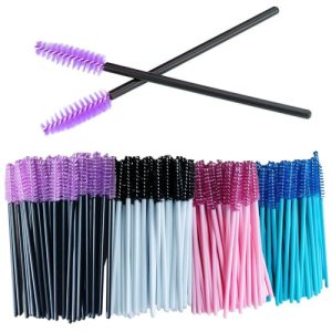 Mascara Wands 200pcs Disposable Eyelash Spoolies for Lashes, 4 Colors