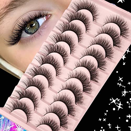 Manga Lashes Natural Looking False Eyelashes 14mm 10 Pairs Wispy Mink Eye Lashes - Image 9