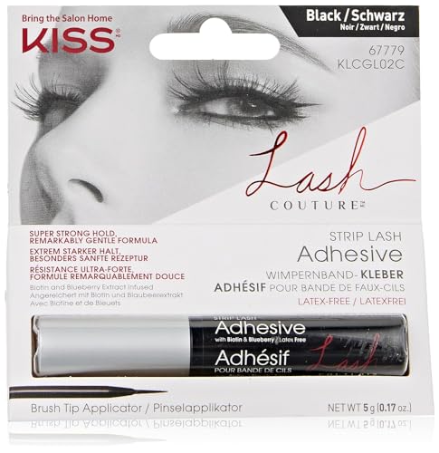 Lash Couture Black Strip Lash Adhesive with Biotin & Blueberry Extract, Latex-Free, Dermatologist Tested, Contact Lens Friendly, Strong Hold
