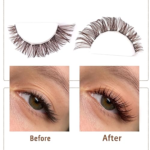 Brown Lash Clusters DIY Eyelash Extension 8~16MM Natural Look Wispy Individual Lashes - Image 2