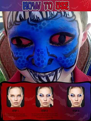 EBANKU Clown White Black Blue Face Paint Stick, Waterproof Body Makeup for Christmas Cosplay - Image 4