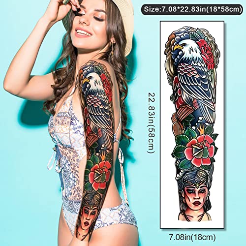 Classic Full Arm Temporary Tattoos Old School Stickers 55 Sheets - Image 2
