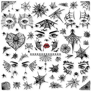 Halloween Spider Web Face Tattoos Stickers 65PCS - Variety of Sizes