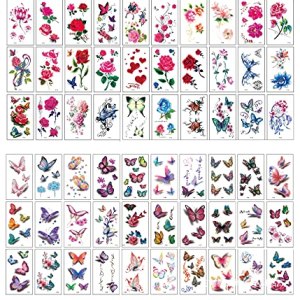 Flowers Temporary Tattoos Stickers Butterfly Flower Women