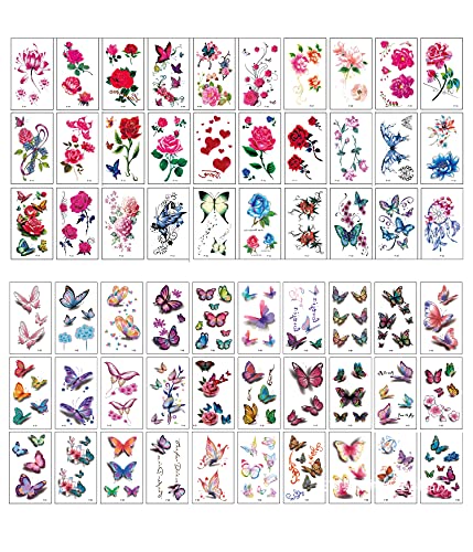 Flowers Temporary Tattoos Stickers Butterfly Flower Women