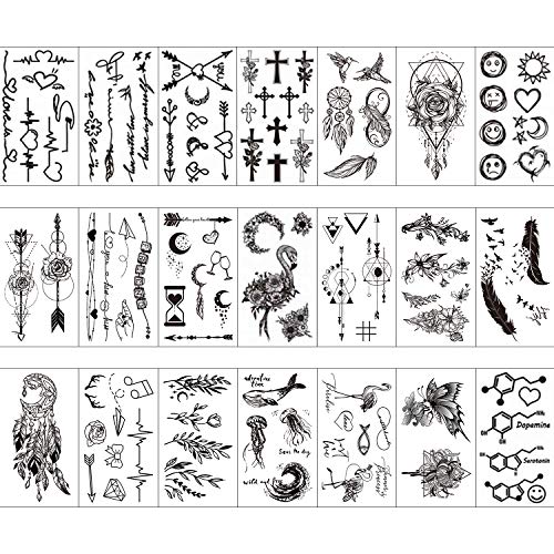 Temporary Tattoo Set for Man Women Adults Kids, 60 Sheets, Waterproof Fake Black Tribal Body Art Stickers - Image 2
