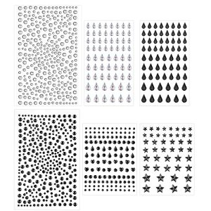 Rhinestones Stickers Self Adhesive Black Gems for Makeup Jewels
