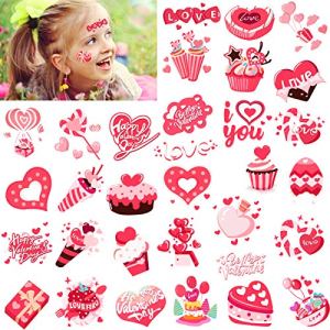 Valentine's Day Tattoos for Kids Girls Boys 64pcs Heart Stickers