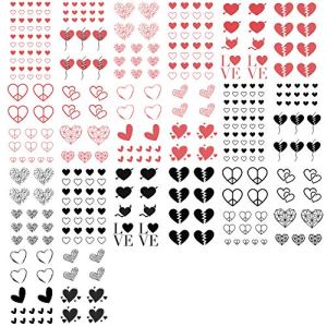 Everjoy Red and Black Hearts Temporary Tattoos - 20 Pcs, Waterproof, Easy to Apply - for Adults, Women, Men, Kids