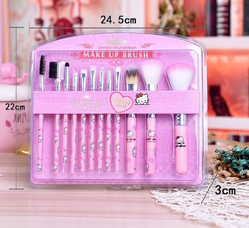 Vnsport Kitty Cat 12pcs Makeup Brushes Set for Girls and Hello Kitty Fans - Image 3