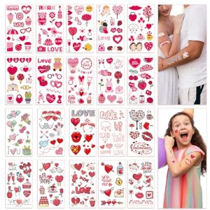 Valentine's Day Temporary Tattoos Red Love Heart Lip Romantic Party Favors for Women Kids