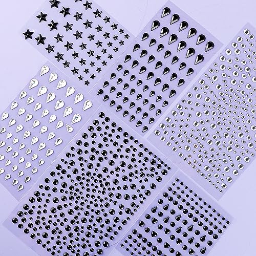 Rhinestones Stickers Self Adhesive Black Gems for Makeup Jewels - Image 2