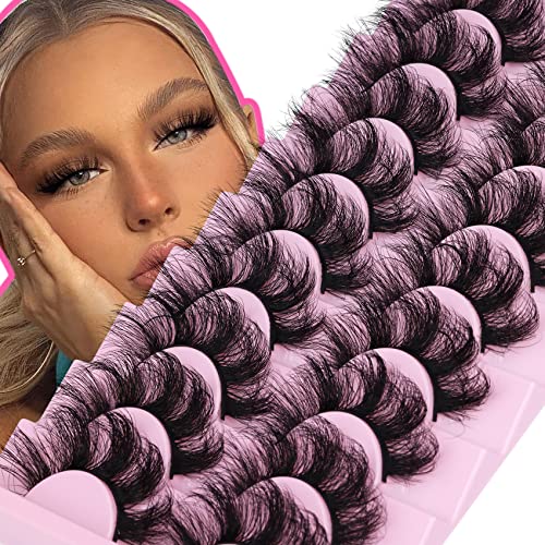 Fluffy Mink Eyelashes 8D 20mm C Curl Pack 10 Pairs Wispy Full Reusable