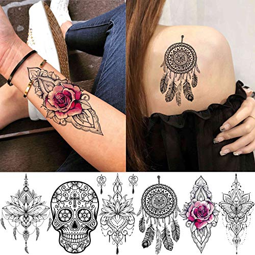 EGMBGM 28 Sheets Tribal Henna Temporary Tattoos - Elephant Ganesha Lace Mehndi Hena Tattoo Kits - Image 4