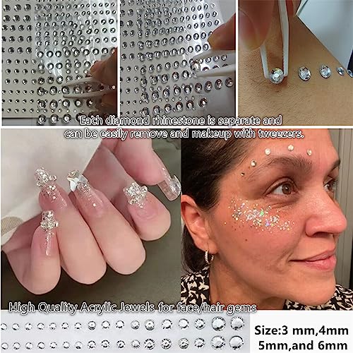 Mysense White Glitter Gel & 423 Adhesive Face Gems Rhinestones Set - Image 3