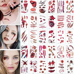 3D Zombie Scar Tattoos Fake Scars Halloween Decoration