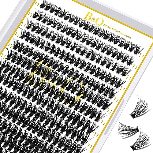 Lash Clusters 280 Pcs 40D-0.07D-9-15MIX B&Q LASH Individual Lashes C D Curl Eyelash Clusters Soft Volume - Image 54