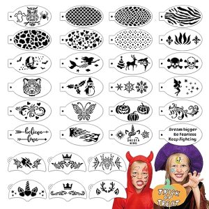 OOTSR Face Paint Stencils Kit for Kids and Adults, Reusable Templates for Holiday Makeup